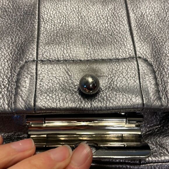 Coach metallic silver purse with double straps - Picture 12 of 14